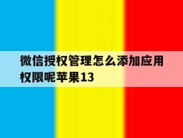 微信授权管理怎么添加应用权限呢苹果13的简单介绍