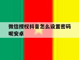微信授权抖音怎么设置密码呢安卓