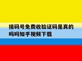 接码号免费收验证码是真的吗吗知乎视频下载的简单介绍