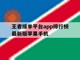 王者接单平台app排行榜最新版苹果手机