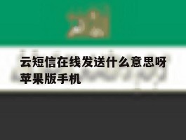 云短信在线发送什么意思呀苹果版手机的简单介绍