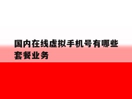国内在线虚拟手机号有哪些套餐业务