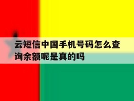 关于云短信中国手机号码怎么查询余额呢是真的吗的信息