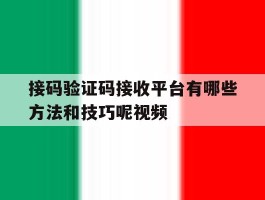 接码验证码接收平台有哪些方法和技巧呢视频