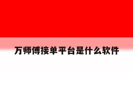 万师傅接单平台是什么软件