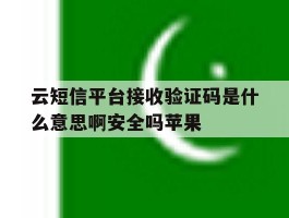 关于云短信平台接收验证码是什么意思啊安全吗苹果的信息