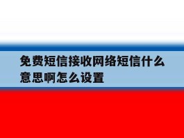 免费短信接收网络短信什么意思啊怎么设置