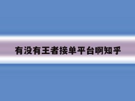 有没有王者接单平台啊知乎的简单介绍