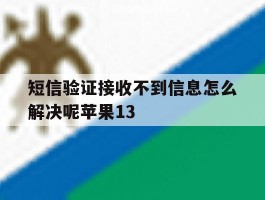 包含短信验证接收不到信息怎么解决呢苹果13的词条