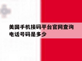 美国手机接码平台官网查询电话号码是多少