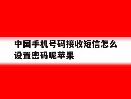 中国手机号码接收短信怎么设置密码呢苹果
