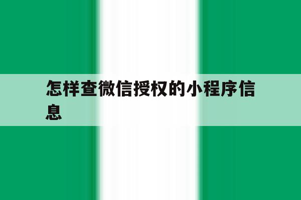 怎样查微信授权的小程序信息 怎样查微信授权的小程序信息
