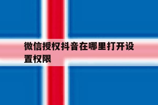 微信授权抖音在哪里打开设置权限 微信授权抖音在哪里打开设置权限
