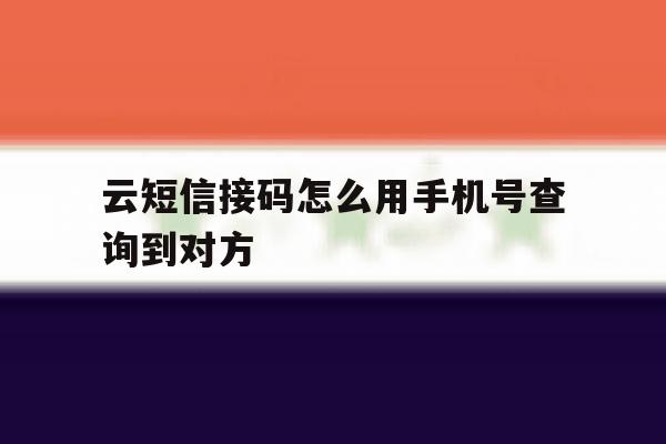 云短信接码怎么用手机号查询到对方 云短信接码怎么用手机号查询到对方