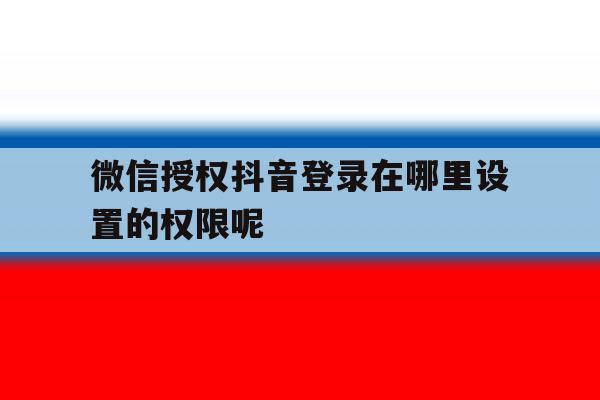 微信授权抖音登录在哪里设置的权限呢