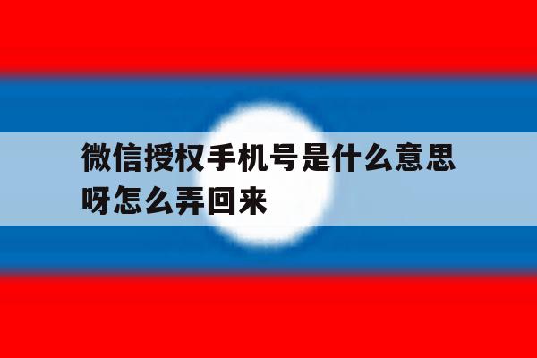 微信授权手机号是什么意思呀怎么弄回来 微信授权手机号是什么意思呀怎么弄回来