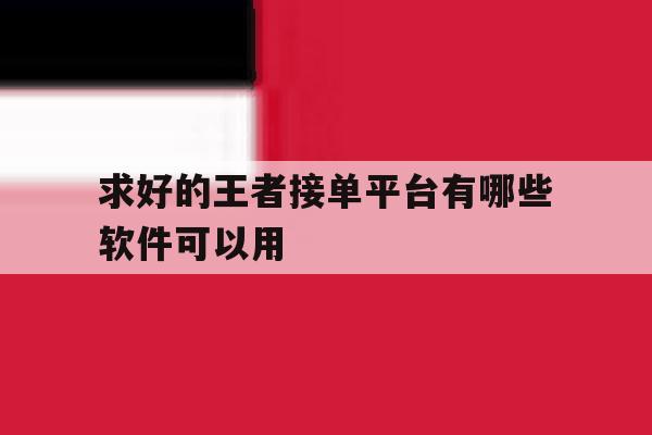 求好的王者接单平台有哪些软件可以用 求好的王者接单平台有哪些软件可以用
