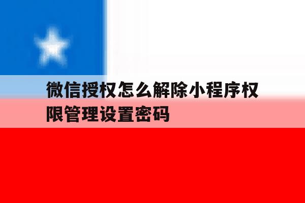 微信授权怎么解除小程序权限管理设置密码 微信授权怎么解除小程序权限管理设置密码