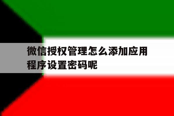 微信授权管理怎么添加应用程序设置密码呢 微信授权管理怎么添加应用程序设置密码呢