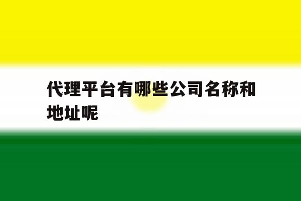 代理平台有哪些公司名称和地址呢 代理平台有哪些公司名称和地址呢