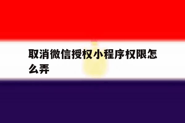 取消微信授权小程序权限怎么弄 取消微信授权小程序权限怎么弄