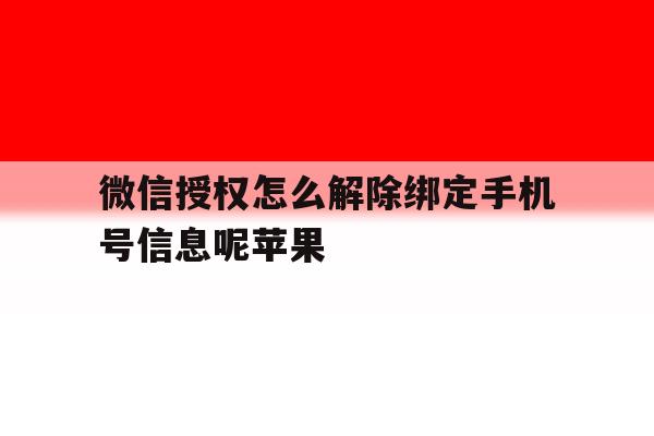 微信授权怎么解除绑定手机号信息呢苹果 微信授权怎么解除绑定手机号信息呢苹果
