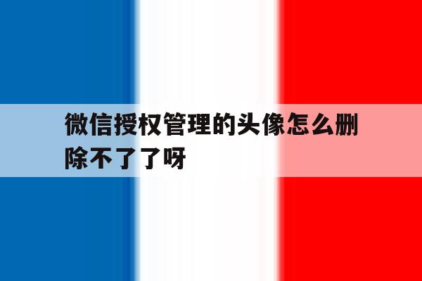 包含微信授权管理的头像怎么删除不了了呀的词条 包含微信授权管理的头像怎么删除不了了呀的词条