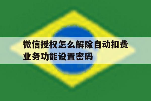 微信授权怎么解除自动扣费业务功能设置密码的简单介绍 微信授权怎么解除自动扣费业务功能设置密码的简单介绍