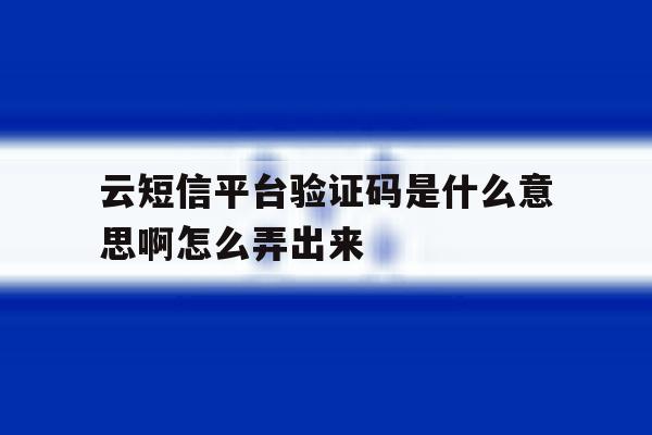 云短信平台验证码是什么意思啊怎么弄出来 云短信平台验证码是什么意思啊怎么弄出来