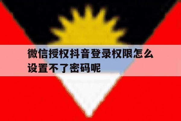 关于微信授权抖音登录权限怎么设置不了密码呢的信息