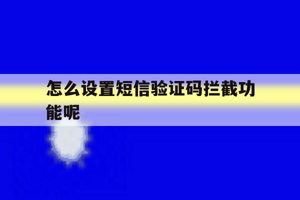 怎么设置短信验证码拦截功能呢 怎么设置短信验证码拦截功能呢