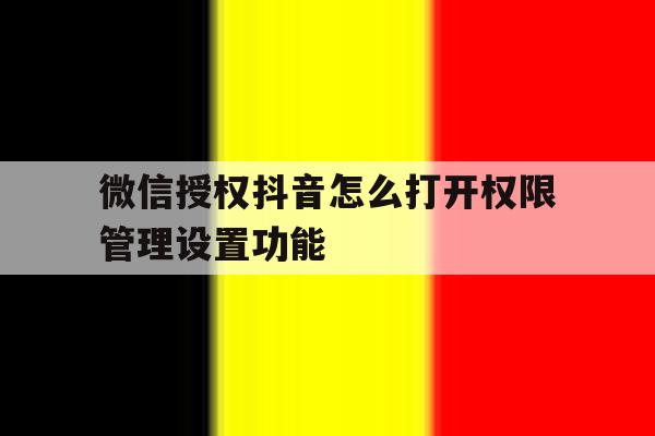 微信授权抖音怎么打开权限管理设置功能 微信授权抖音怎么打开权限管理设置功能