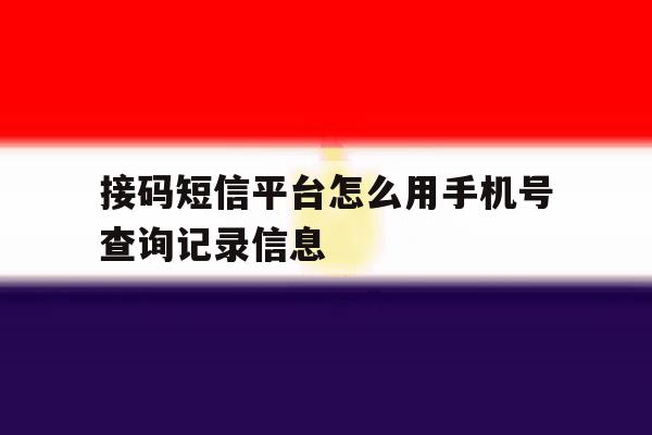 接码短信平台怎么用手机号查询记录信息 接码短信平台怎么用手机号查询记录信息