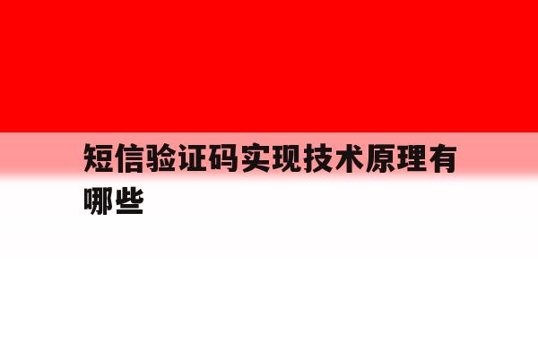 短信验证码实现技术原理有哪些 短信验证码实现技术原理有哪些