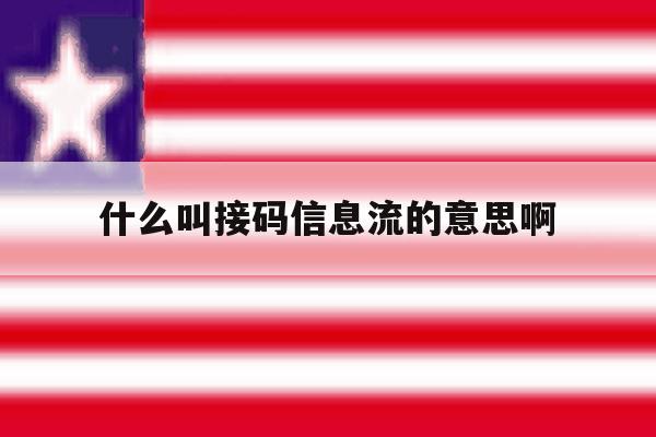 什么叫接码信息流的意思啊 什么叫接码信息流的意思啊