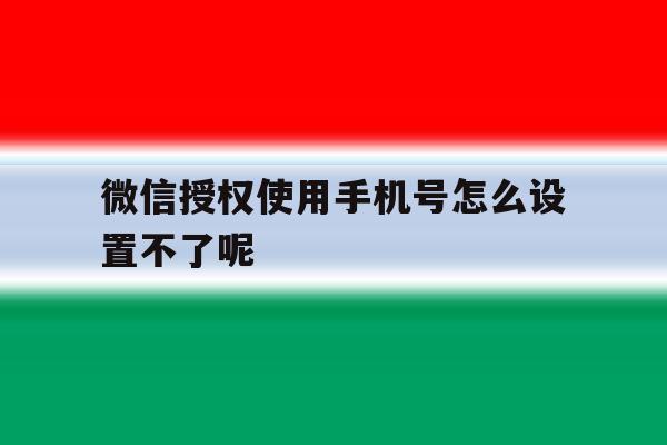 微信授权使用手机号怎么设置不了呢 微信授权使用手机号怎么设置不了呢
