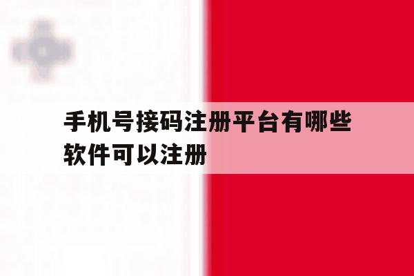 手机号接码注册平台有哪些软件可以注册