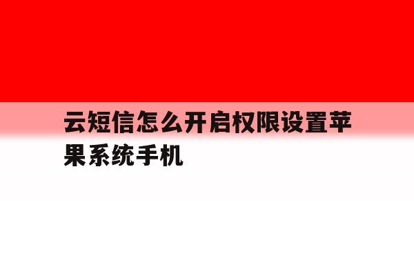 云短信怎么开启权限设置苹果系统手机的简单介绍 云短信怎么开启权限设置苹果系统手机的简单介绍