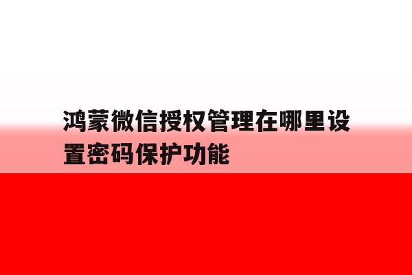 鸿蒙微信授权管理在哪里设置密码保护功能 鸿蒙微信授权管理在哪里设置密码保护功能