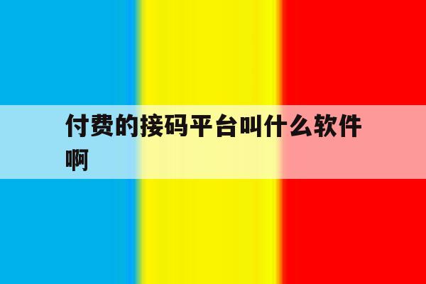 付费的接码平台叫什么软件啊 付费的接码平台叫什么软件啊