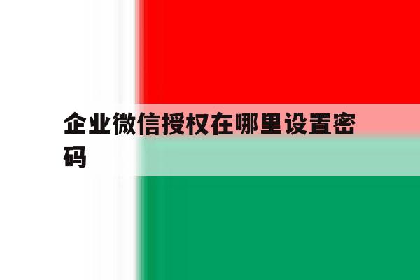 企业微信授权在哪里设置密码 企业微信授权在哪里设置密码