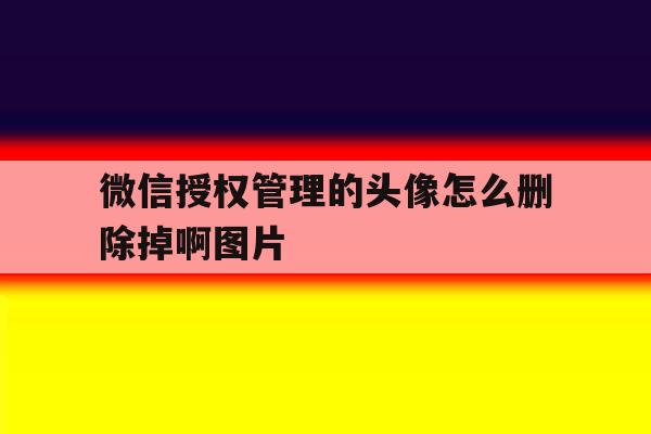 微信授权管理的头像怎么删除掉啊图片的简单介绍 微信授权管理的头像怎么删除掉啊图片的简单介绍