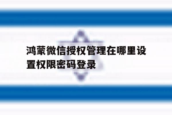 鸿蒙微信授权管理在哪里设置权限密码登录