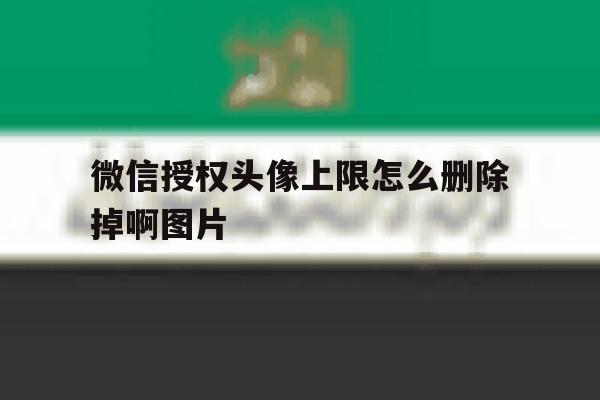 微信授权头像上限怎么删除掉啊图片 微信授权头像上限怎么删除掉啊图片