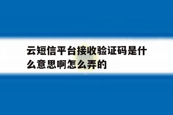 云短信平台接收验证码是什么意思啊怎么弄的 云短信平台接收验证码是什么意思啊怎么弄的