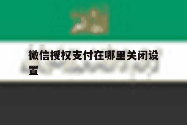 微信授权支付在哪里关闭设置 微信授权支付在哪里关闭设置