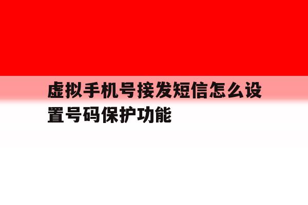 虚拟手机号接发短信怎么设置号码保护功能 虚拟手机号接发短信怎么设置号码保护功能