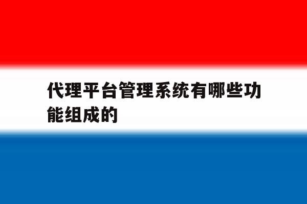 代理平台管理系统有哪些功能组成的的简单介绍 代理平台管理系统有哪些功能组成的的简单介绍