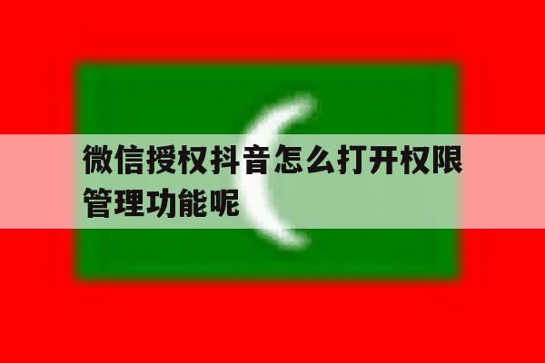 微信授权抖音怎么打开权限管理功能呢 微信授权抖音怎么打开权限管理功能呢