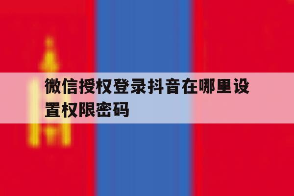 微信授权登录抖音在哪里设置权限密码 微信授权登录抖音在哪里设置权限密码